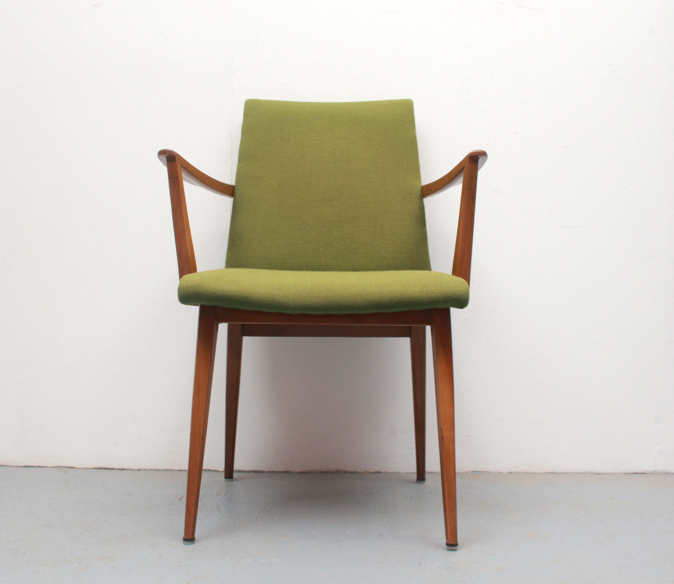 1950s armchair in cherrywood, green fabric