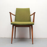 1950s armchair in cherrywood, green fabric