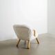 DANISH "CLAM CHAIR" BY ARNOLD MADSEN IN WHITE SHEEPSKIN, 1940s