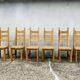 6 chaises brutalistes en pin massif