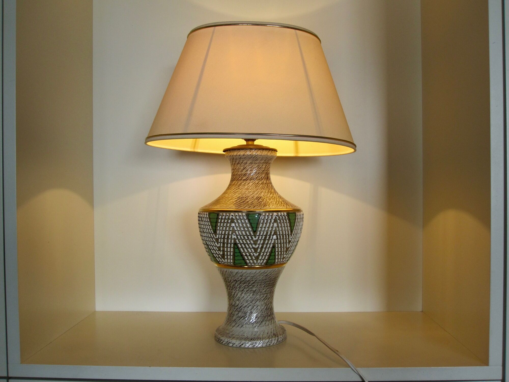 Jacques breugnot enamelled stoneware lamp signed art deco style dating from the years 1950-60