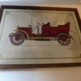 Miroir sérigraphié voiture ancienne "1906 Spyker" vintage années 1970