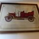 Screen-printed mirror of old car "1906 Spyker" vintage 1970s