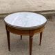 Table basse Bouillotte ronde Louis XVI en bois massif et marbre doré