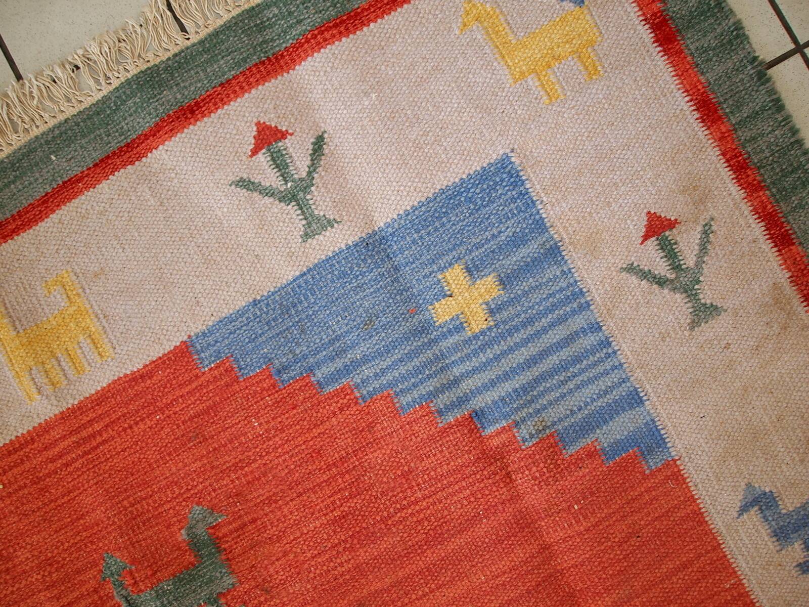 Kilim vintage fait main Gabbeh persan 171cm x 229cm (1960s)