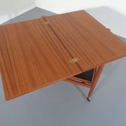 Teak Flip-Flop Expandable Cart with Removable Tray by Grete Jalk for Poul Jeppesens Møbelfabrik, Denmark, 1960s