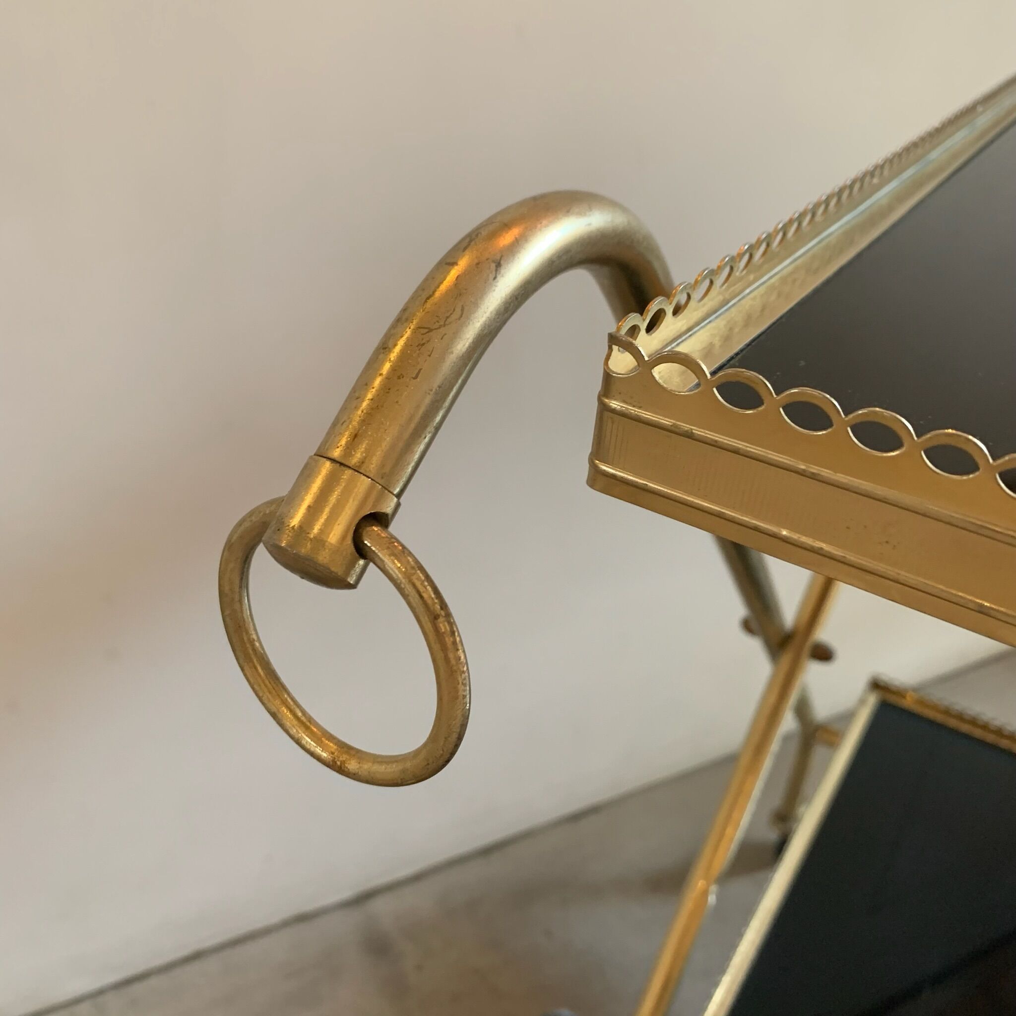 Brass and glass service trolley