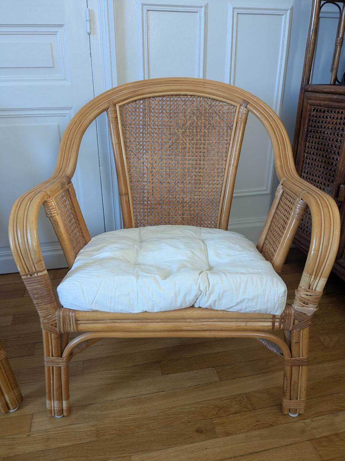 Pair of rattan armchairs