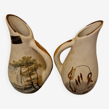 2 Vases, Asian pitcher signed gazalas