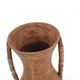 Large wooden vase, handles covered with wicker, 70s jar