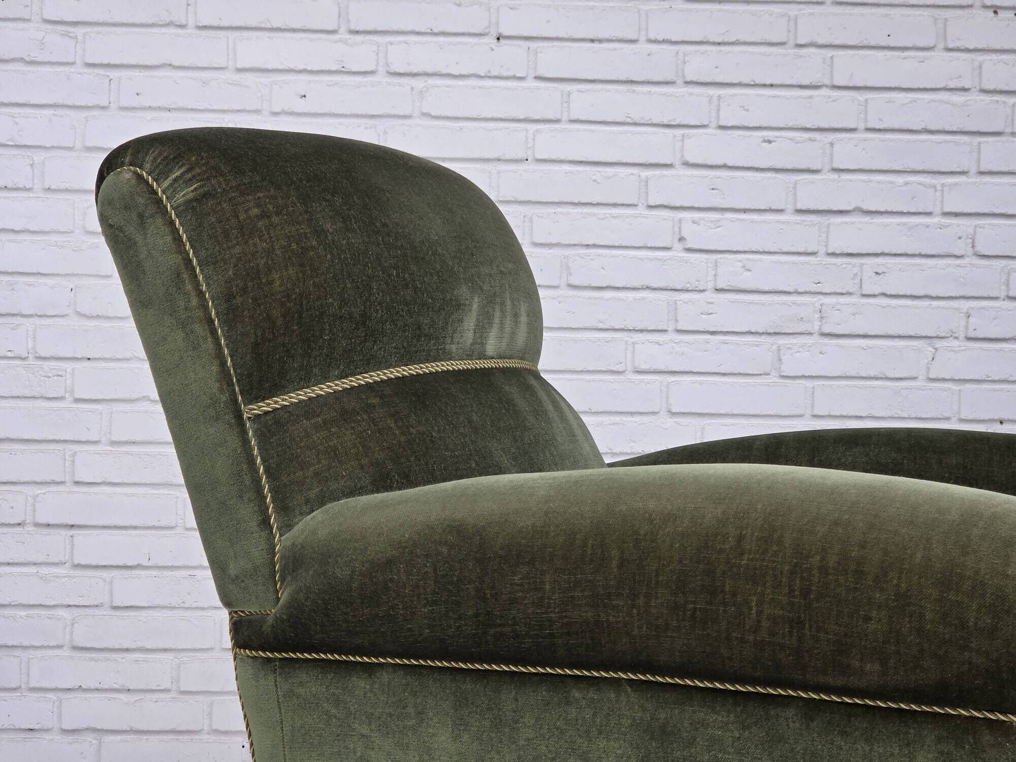 1950s, Danish highback relax armchair, furniture velour, beech wood.