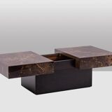 Coffee table forming a bar with sliding top. 1970s.