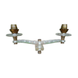 Adjustable double-arm wall light in plexiglass and brass, 1950.