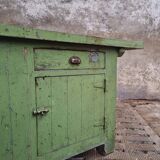 Antique workbench green kitchen island