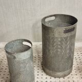 Vintage set of perforated metal waste bins