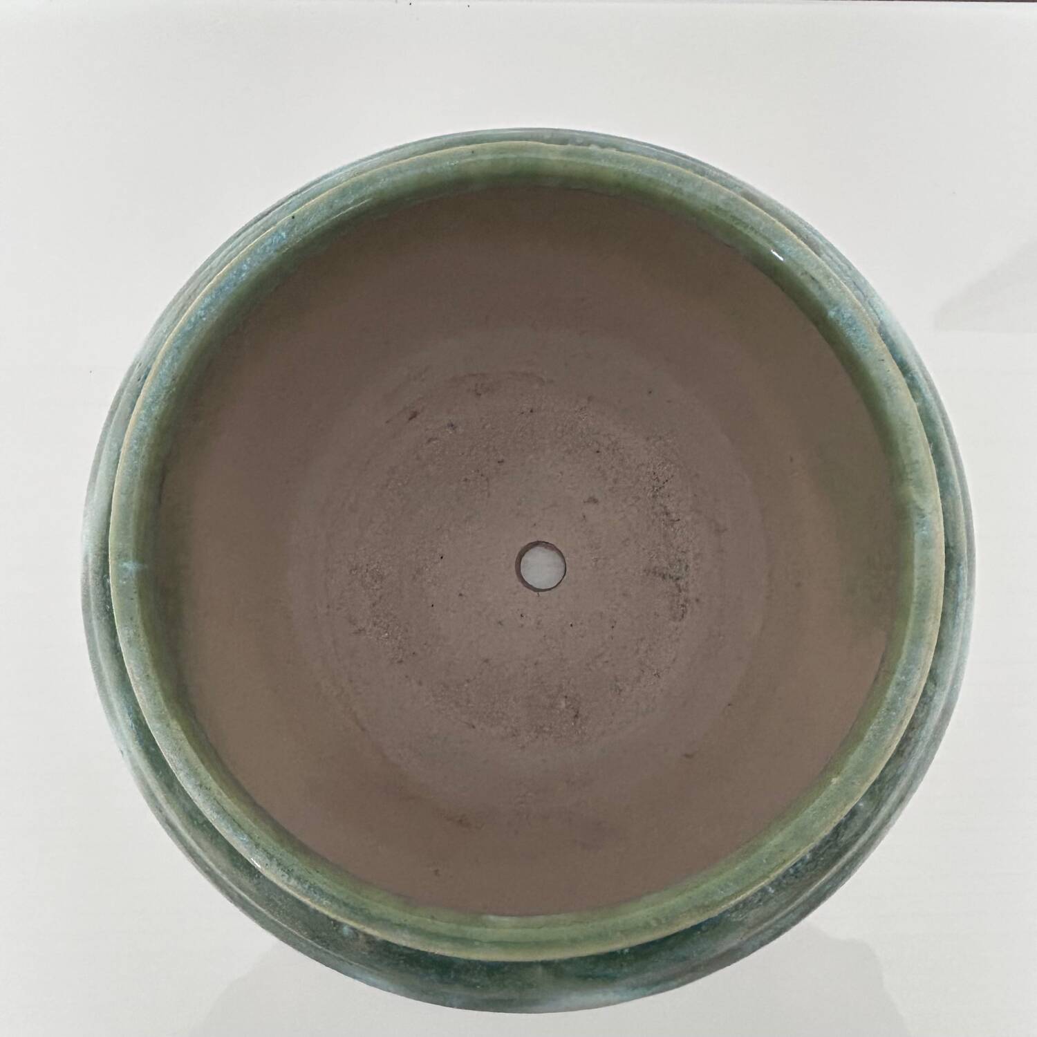 Green flamed stoneware pot