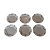 Series of six flat plates in earthenware of Longchamp model Sapho