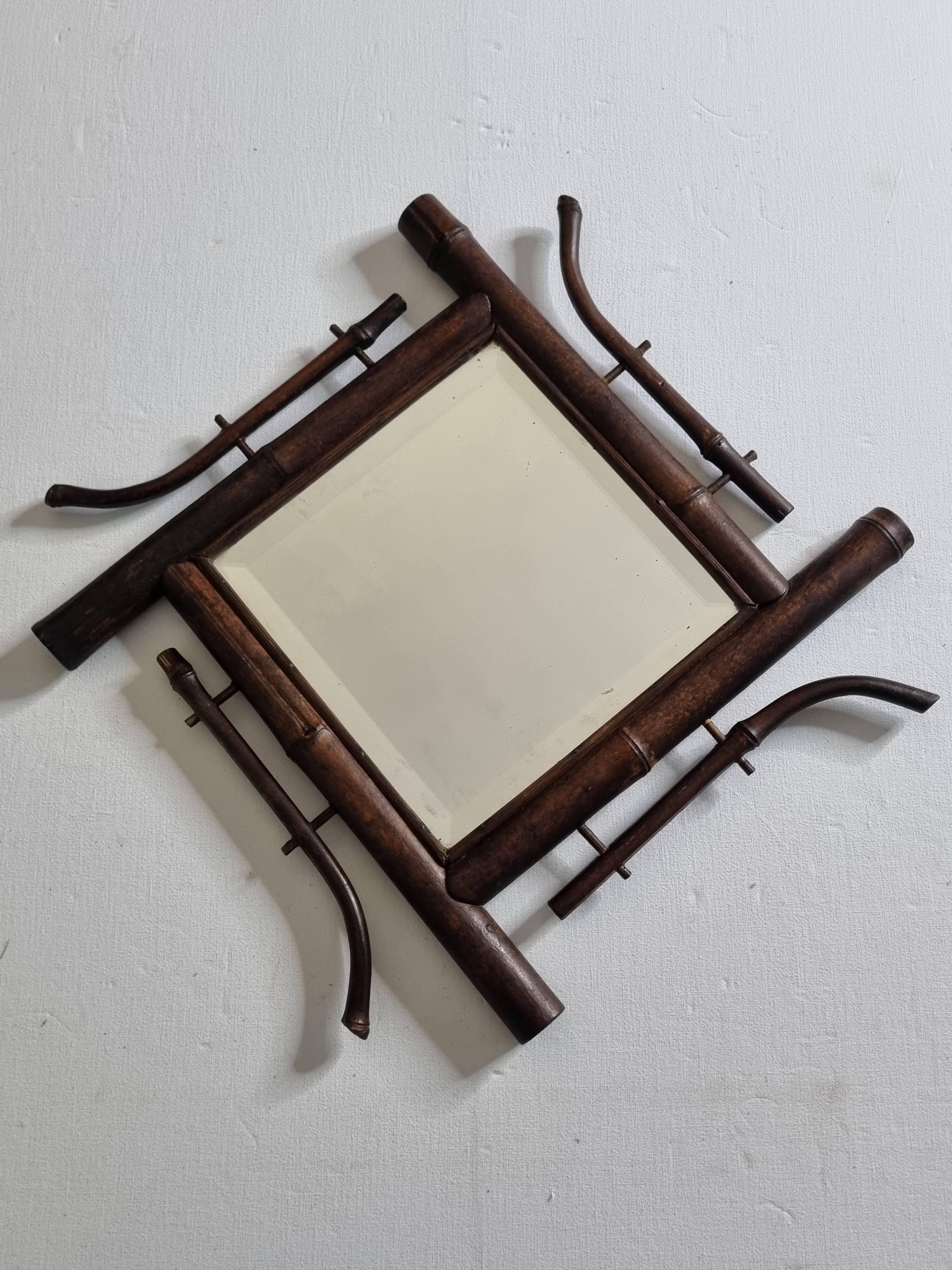 Bamboo wall mirror, Japanese style, late 19th century, 40 cm