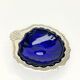 Silver-plated shell butter dish and vintage blue bowl from the 70s.