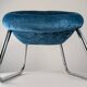 Pair of Italian Chrome and Blue Velvet Armchairs, 1970s