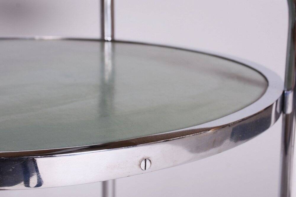 Small Czech Bauhaus Round Side Table in Chrome, 1930s