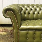 Chesterfield green leather sofa