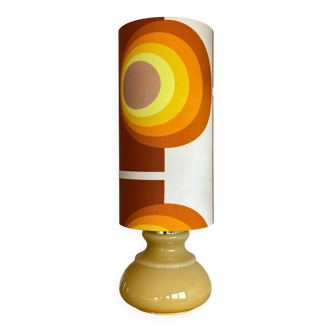 Beige opaline lamp Apollo J - 1970s retro fabric
