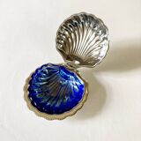 Silver metal shell butter dish, 1950s