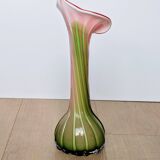 Murano Glass Vase Calla Lily - blown ribbed floral - Italy - Art Deco - 1970-1980