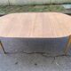 Table à manger scandinave ronde extensible décapée en teck brut 1950