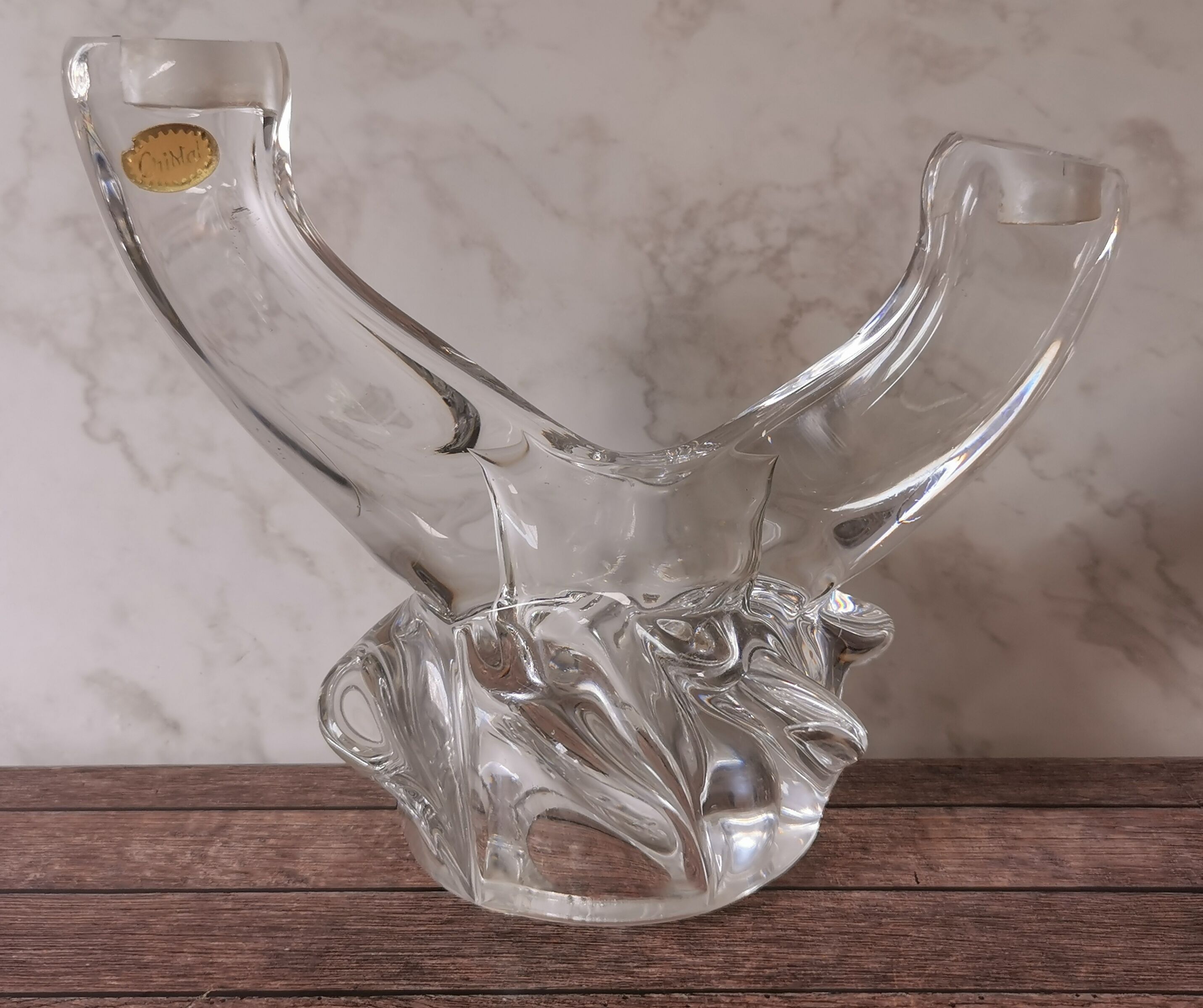 Pair of candle holders two crystal branches