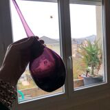 Vase soliflore verre soufflé à la bouche violet col recourbé