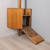 Vintage 1950s floor-to-ceiling corner cabinet in wood italian design