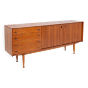 Teak sideboard, with four drawers and two doors. 20th century.