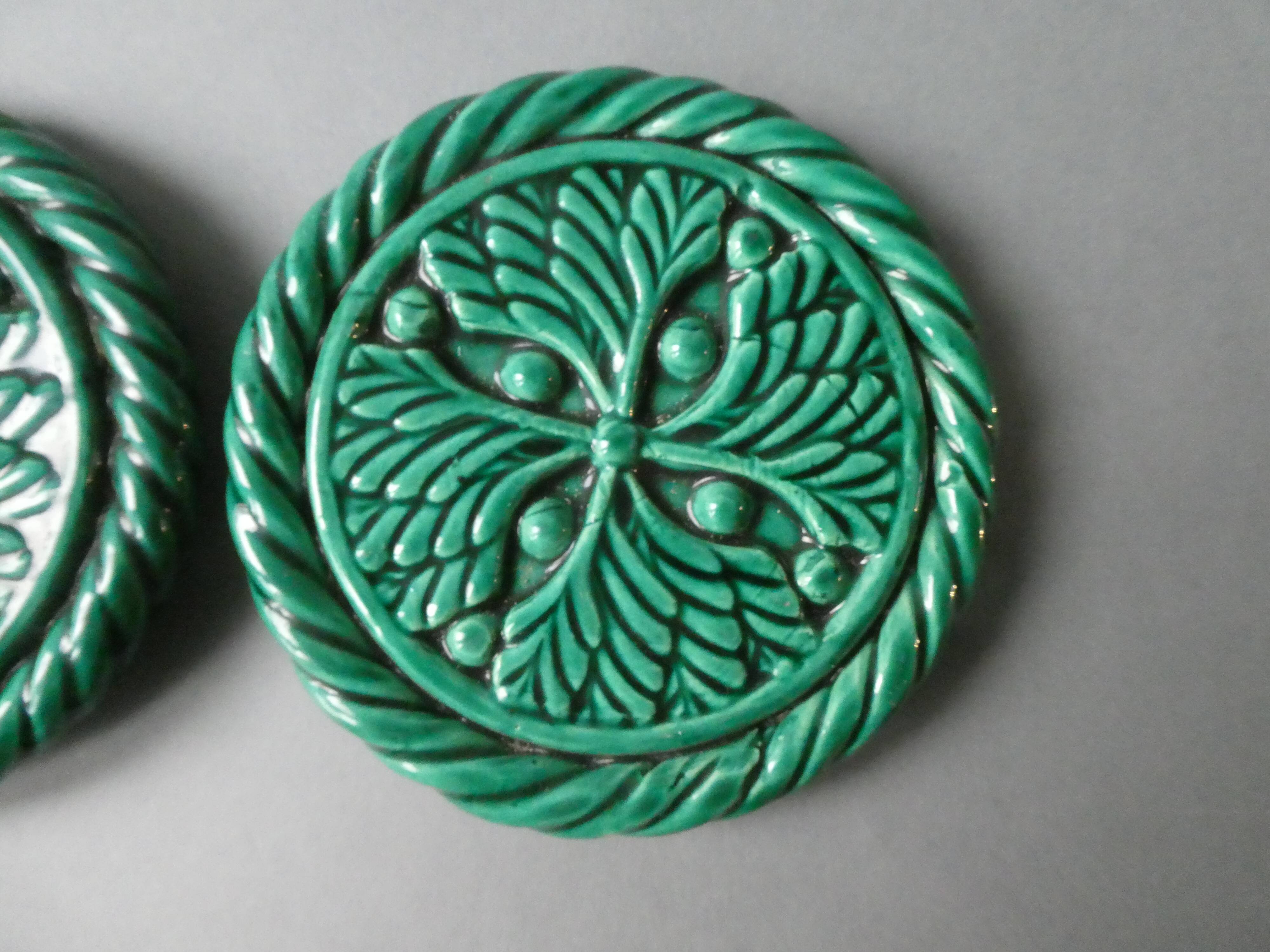 2 slip coasters, mistletoe decor, 70s