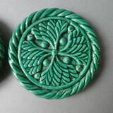 2 slip coasters, mistletoe decor, 70s