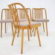 Antonin Suman Set de 4 chaises de salle à manger en chêne, Tchécoslovaquie