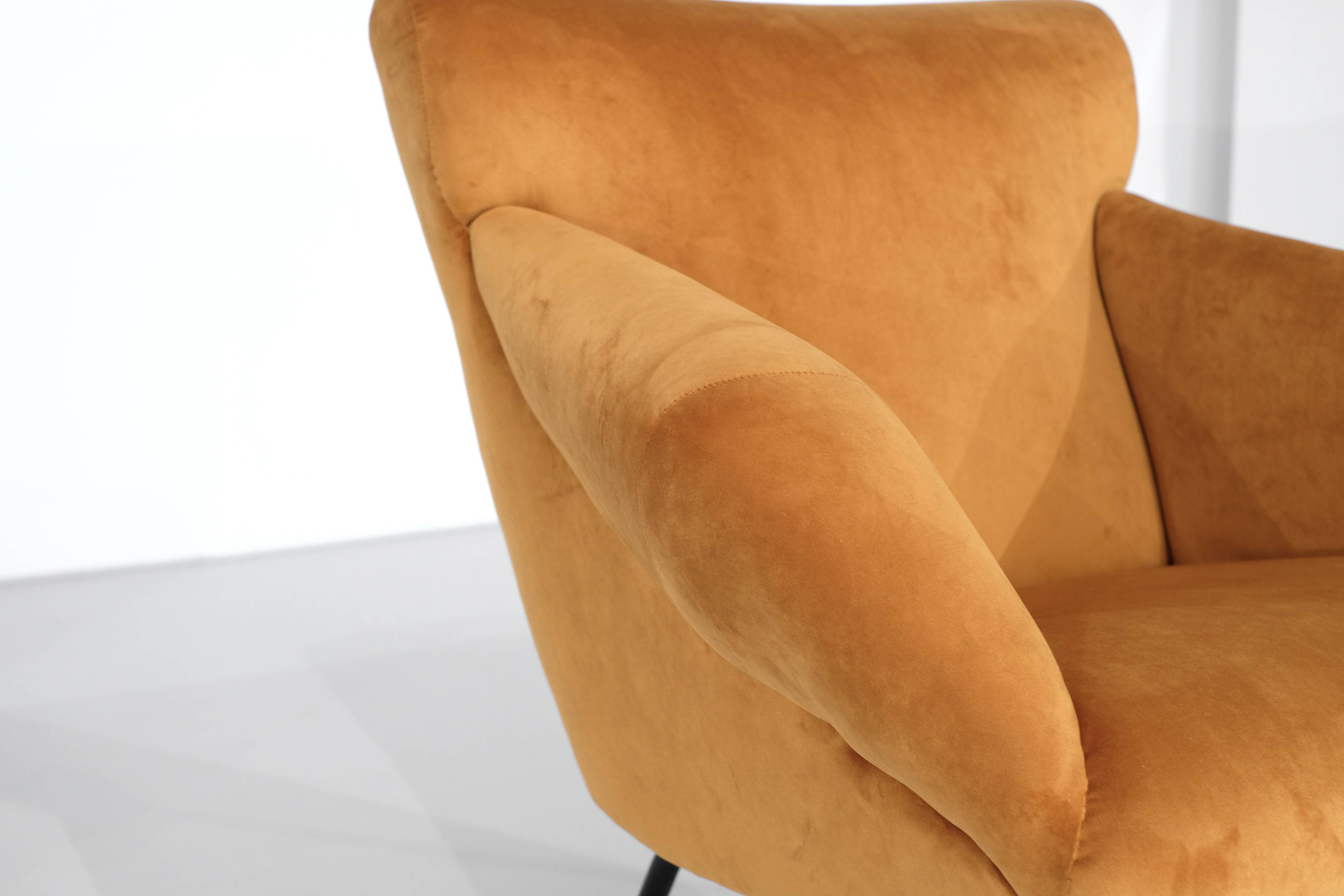 Pair of fabric armchairs, Italy, 1960s.