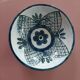 barbotine style salad bowl with blue floral pattern