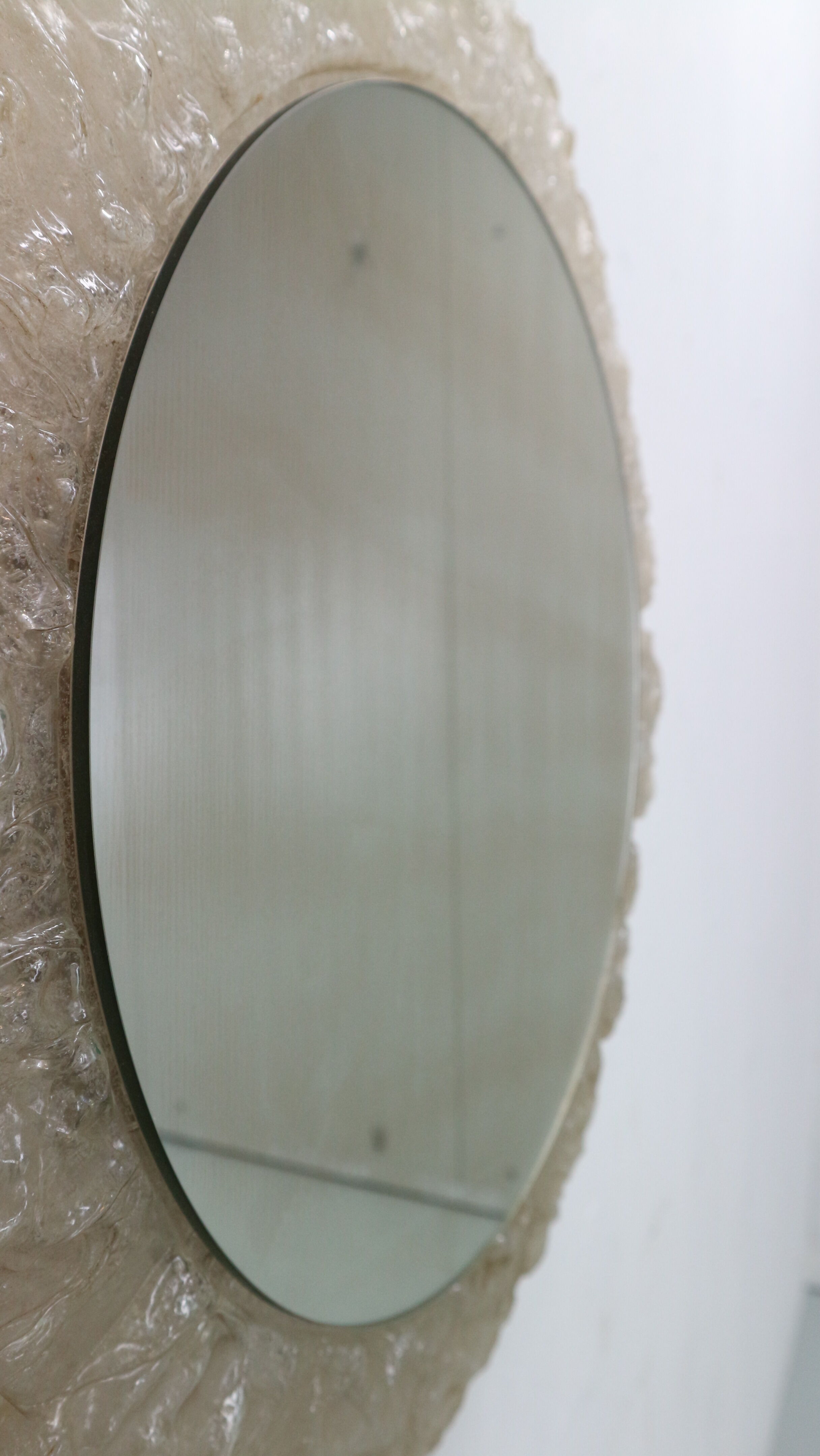 Egon hillebrand round acrylic illuminated mirror with lightening, 1970's germany