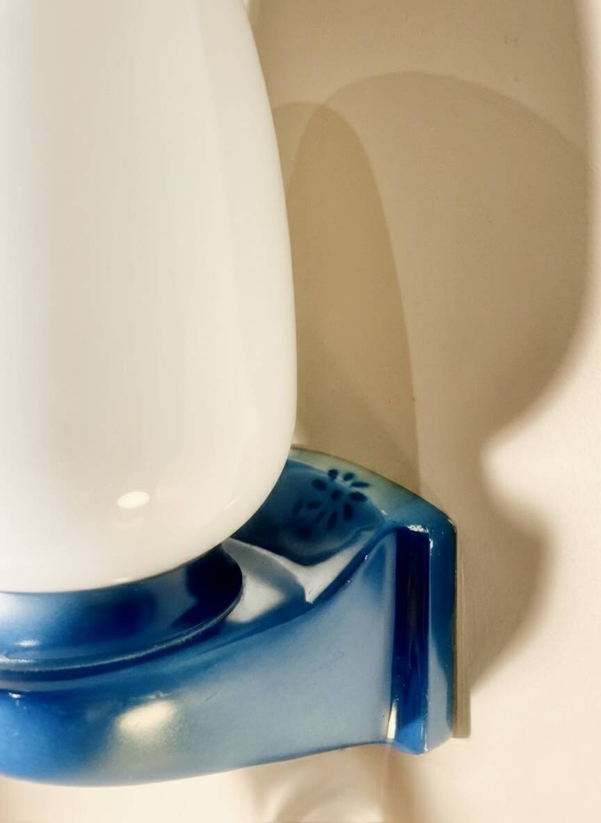 Vintage blue Tovi wall light Mid Century Modern/Space Age opaline scandi