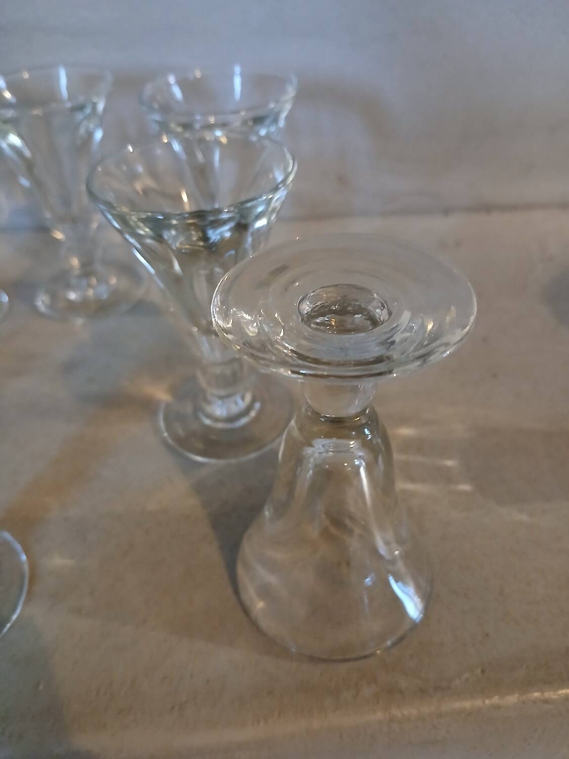 8 small old bistro glasses