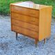 Vintage chest of drawers from the 60s in blond oak 4 drawers conical feet