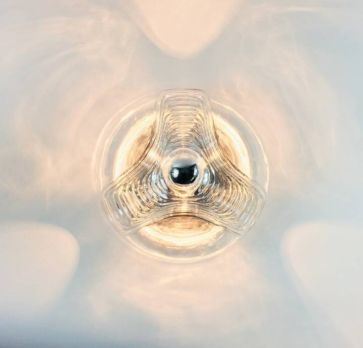Lustre en verre XL de style mid-century Space Age par Koch & Lowy pour P&P, années 1970.