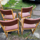Lot de 4 chaises bois et cuir
