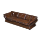 Restored leather mid-century modern low sofa