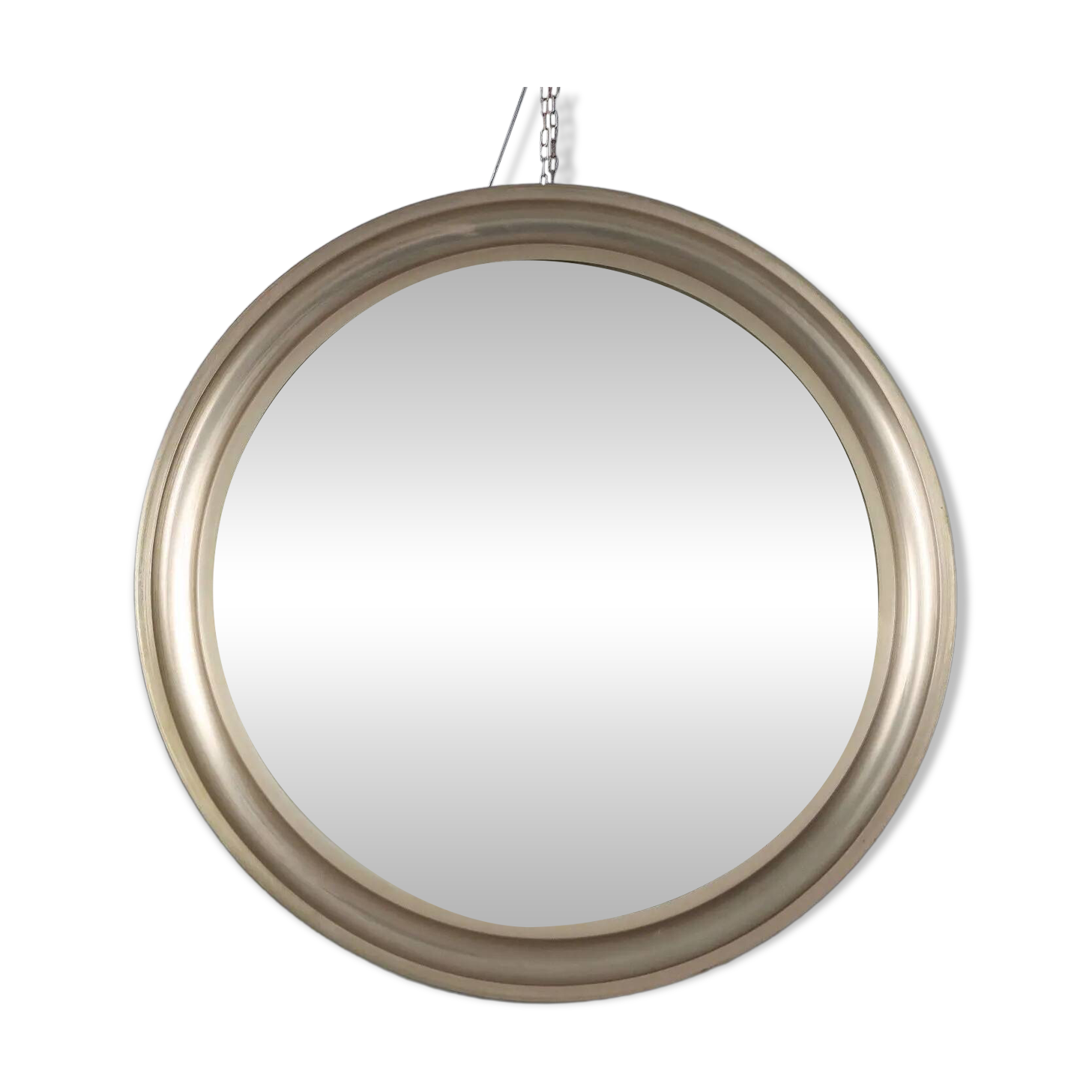 Miroir rond vintage en aluminium anodisé, design Italie, années 1960