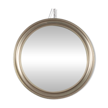 Miroir rond vintage en aluminium anodisé, design Italie, années 1960