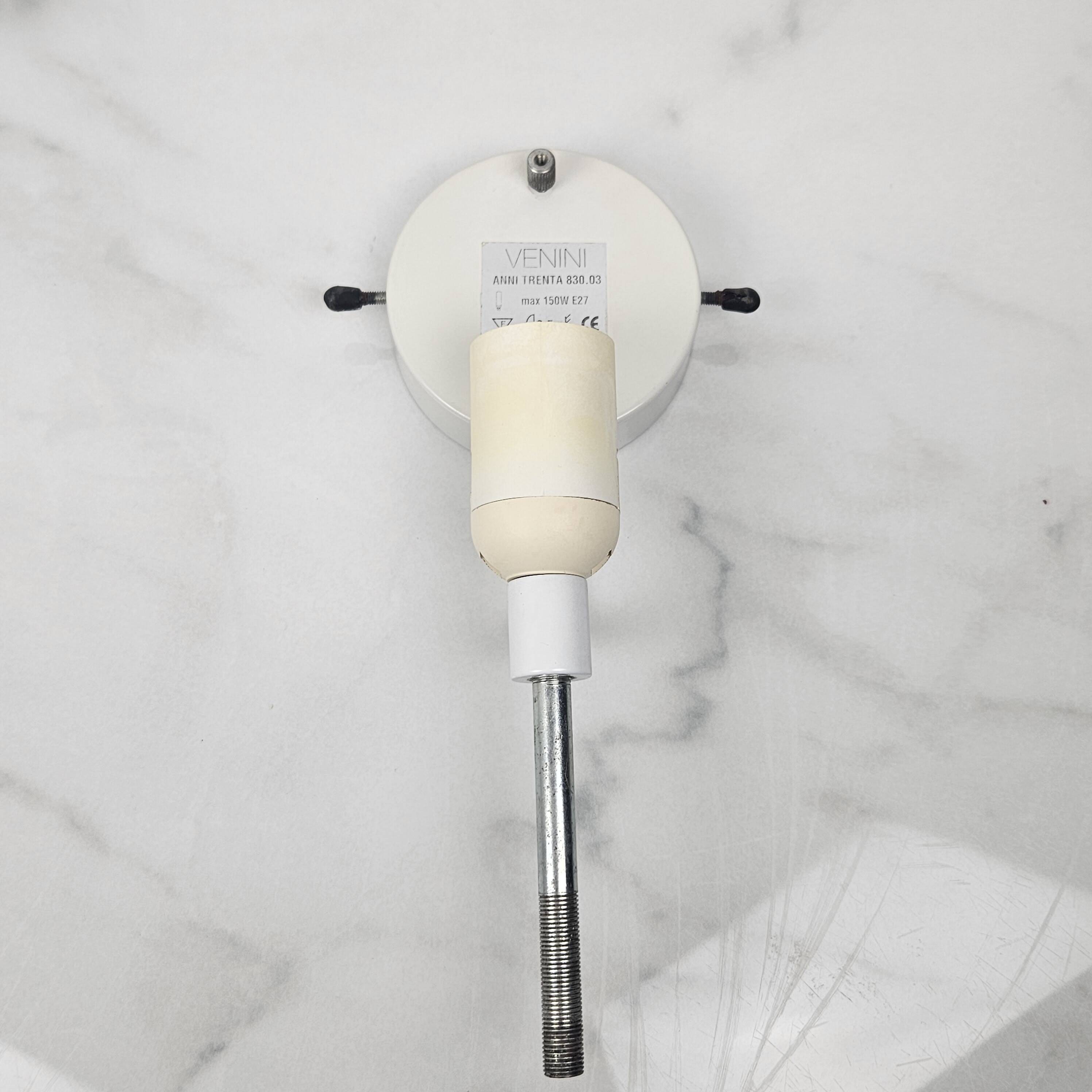 Anni Trenta Luce Large Wall Applique by Venini in Milk White Murano Glass