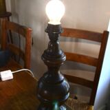 Vintage 60s turned wooden lamp
